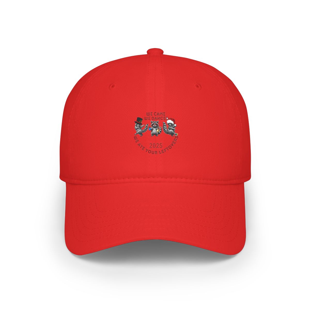 A circular decoration featuring three raccoons in party Hat - Official hats merchandise